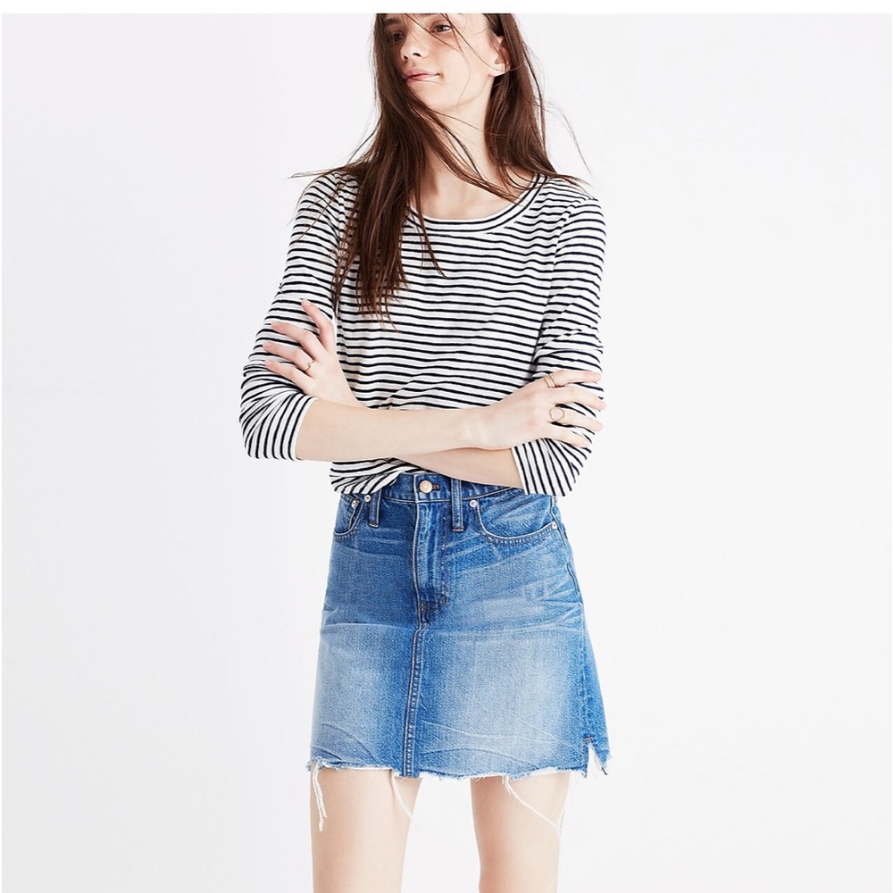 Madewell McCarren Raw-Hem Jean Skirt